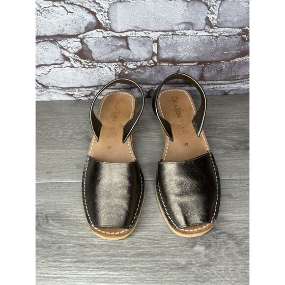 Calaxini Metallic Bronze Leather Avarca Wedge Slingback Sandals Women Sz 40EU/9M - Picture 11 of 16